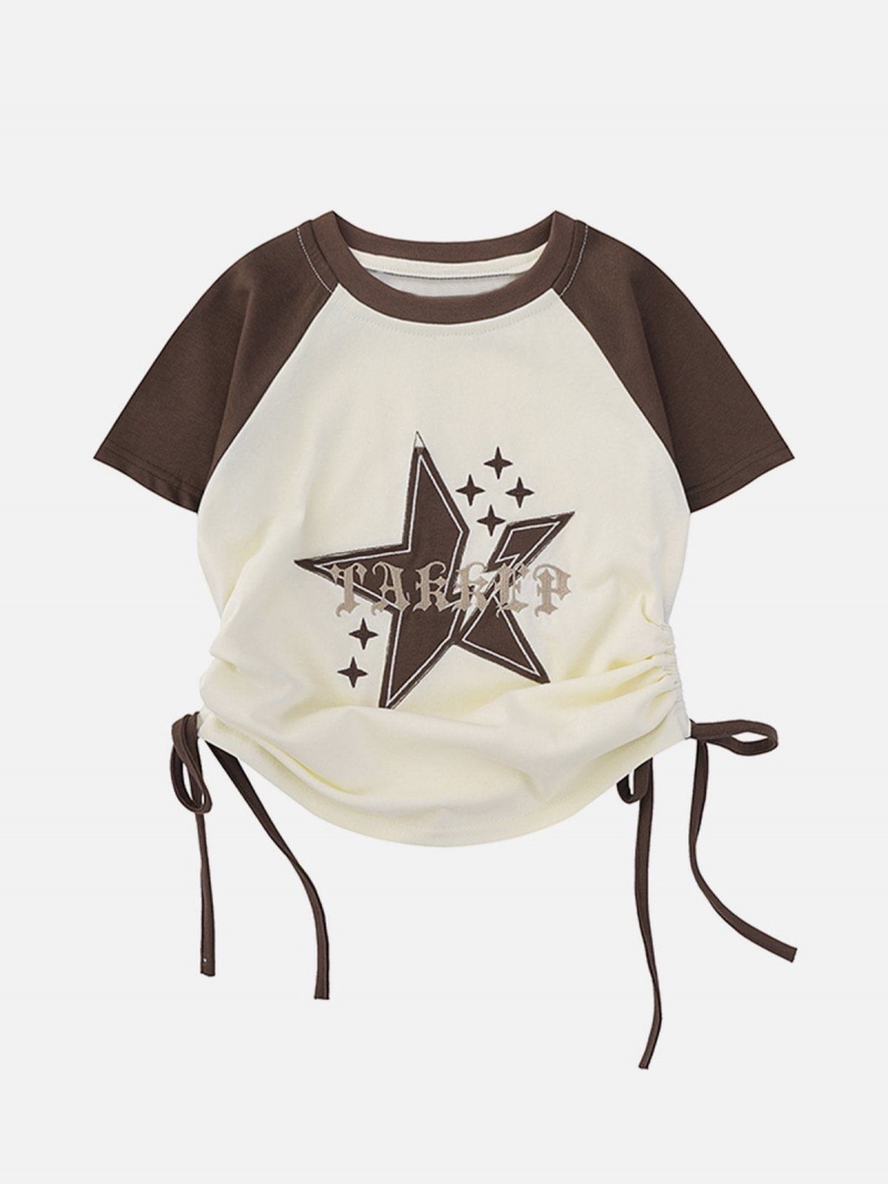 T Shirts Aelfric Eden Star Printing Drawstring Tee Vert | QDT-66798493